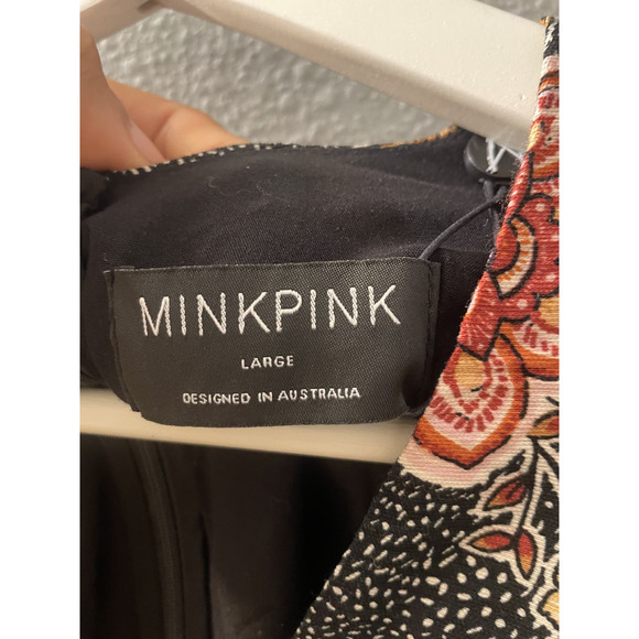 MINKPINK Women's Floral Balloon Sleeve Mehdya V-Neck Mini Dress Size Large NWT - Picture 6 of 7